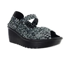 Women's Bernie Mev Halle Slip-On Plaform Wedges Black Camo -GC shoes Shop 2 354