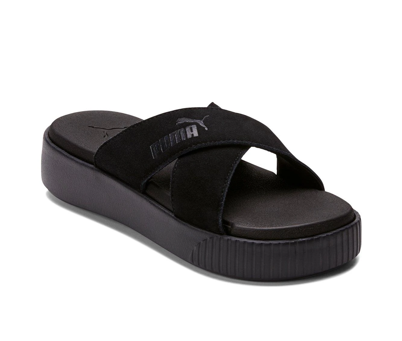 Women's Puma Platform Slide Suede Sport Slides Women's Puma Platform Slide Suede Sport Slides Black -GC shoes Shop 2 391
