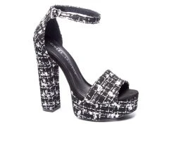 Women's Chinese Laundry Avenue Platform Dress Sandals Blk/Wht Tweed -GC shoes Shop 2 402