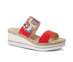 Women's SPRING STEP Laveta Wedge Sandals Red Multi -GC shoes Shop 2 490