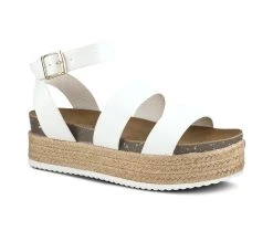 Women's Patrizia Synthetic Leather Platform Sandals White -GC shoes Shop 2 498