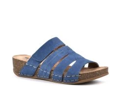 Women's White Mountain Fame Footbed Sandals Denim Blue -GC shoes Shop 2 58
