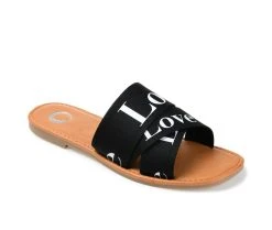 Women's Journee Collection Ivante Flat Slip-On Sandals Black 8 Women's Journee Collection Ivante Flat Slip-On Sandals Black -GC shoes Shop 2 697