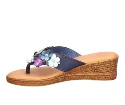 Women's TUSCANY BY EASY STREET Giordana Wedge Thong Sandals Navy -GC shoes Shop 3 1242