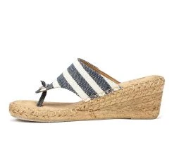 Women's White Mountain Beachball Wedge Sandals New Navy/Stripe -GC shoes Shop 3 1264