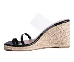 Women's London Rag Clear Path Espadrille Wedge Sandals Black -GC shoes Shop 3 1271