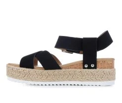 Women's Soda Fortuna Wedge Espadrille Sandals Black -GC shoes Shop 3 181