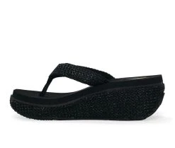 Women's Volatile Island Platform Wedge Flip-Flops Black -GC shoes Shop 3 184