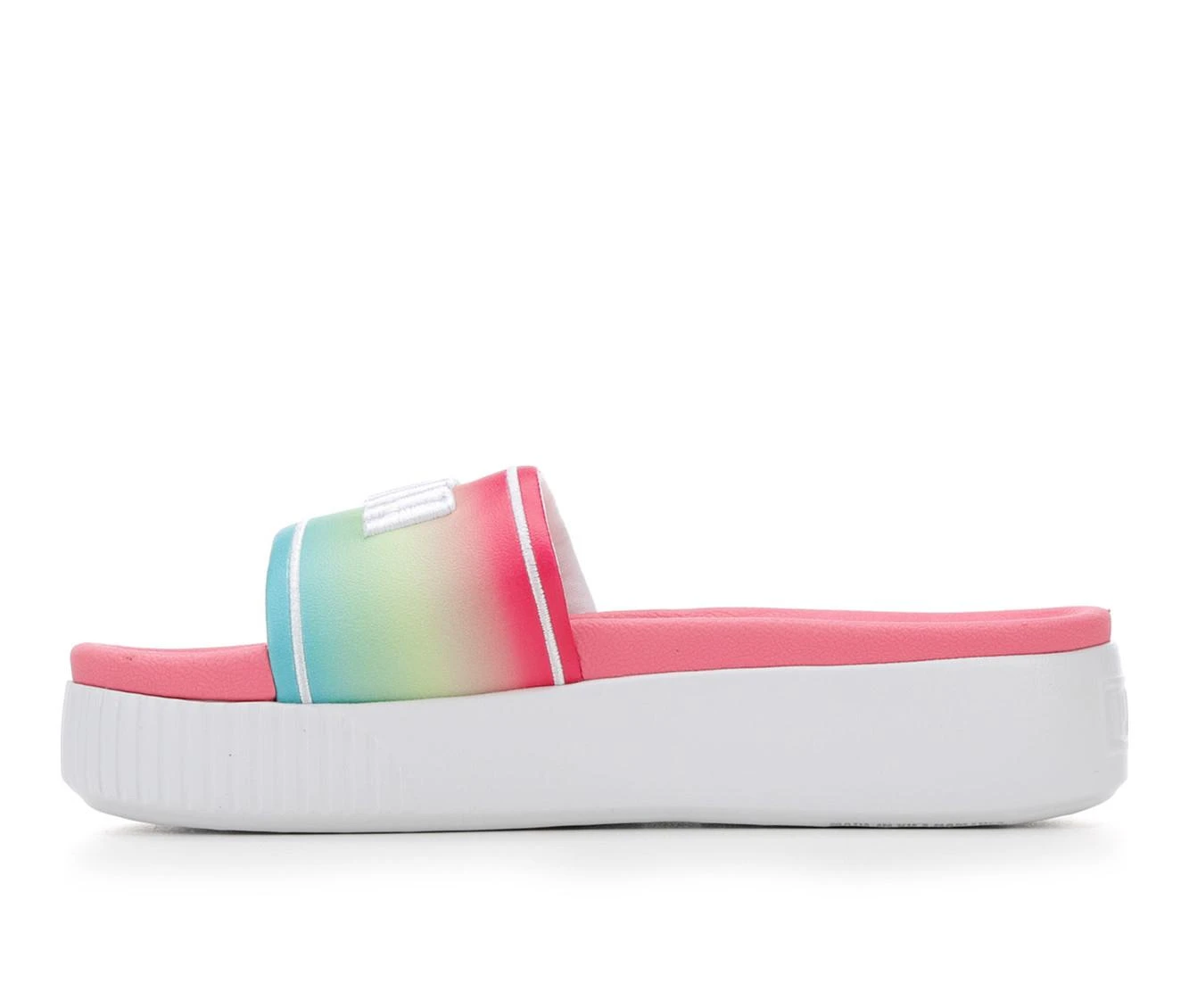 Women's Puma Platform Slide Ombre Sport Slides White/Blue/Lime 4 Women's Puma Platform Slide Ombre Sport Slides White/Blue/Lime - Image 4