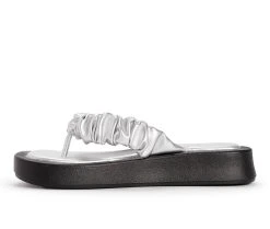 Women's MUK LUKS Club Maimi Platform Flip Flops Silver -GC shoes Shop 3 274