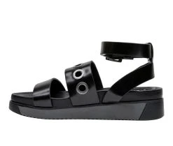 Women's Jane And The Shoe Poppy Platform Wedge Sandals Black -GC shoes Shop 3 356