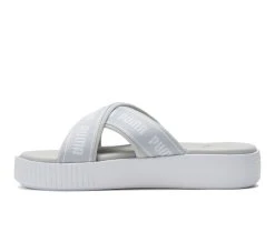 Women's Puma Platform Slide Tape Sport Slides Gray/White -GC shoes Shop 3 371