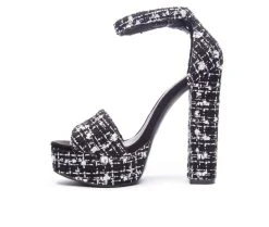 Women's Chinese Laundry Avenue Platform Dress Sandals Blk/Wht Tweed -GC shoes Shop 3 392
