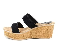Women's Love And Liberty Sunset Blvd Platform Wedge Sandals Black Suede -GC shoes Shop 3 479