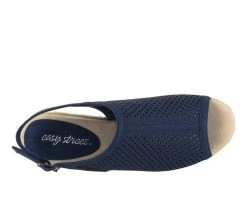 Women's Easy Street Stacy Wedge Sandals Denim Linen Pt -GC shoes Shop 4 1094