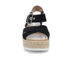 Women's Soda Fortuna Wedge Espadrille Sandals Black -GC shoes Shop 4 173