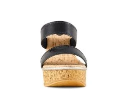 Women's Love And Liberty Brooklyn Platform Wedge Sandals Black Leather -GC shoes Shop 4 209