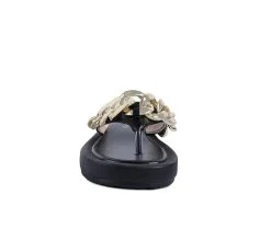 Women's London Rag Zing Flip-Flop Sandals Black Gold -GC shoes Shop 4 225