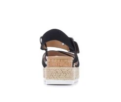 Women's Soda Fortuna Wedge Espadrille Sandals Black -GC shoes Shop 5 168