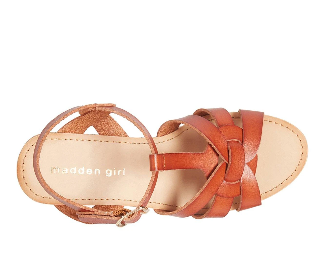 Women's Madden Girl Cortette Platform Wedge Sandals Cognac Par 6 Women's Madden Girl Cortette Platform Wedge Sandals Cognac Par - Image 6